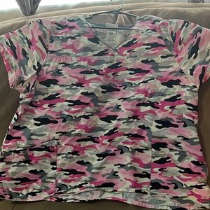 Pink Camouflage scrub top